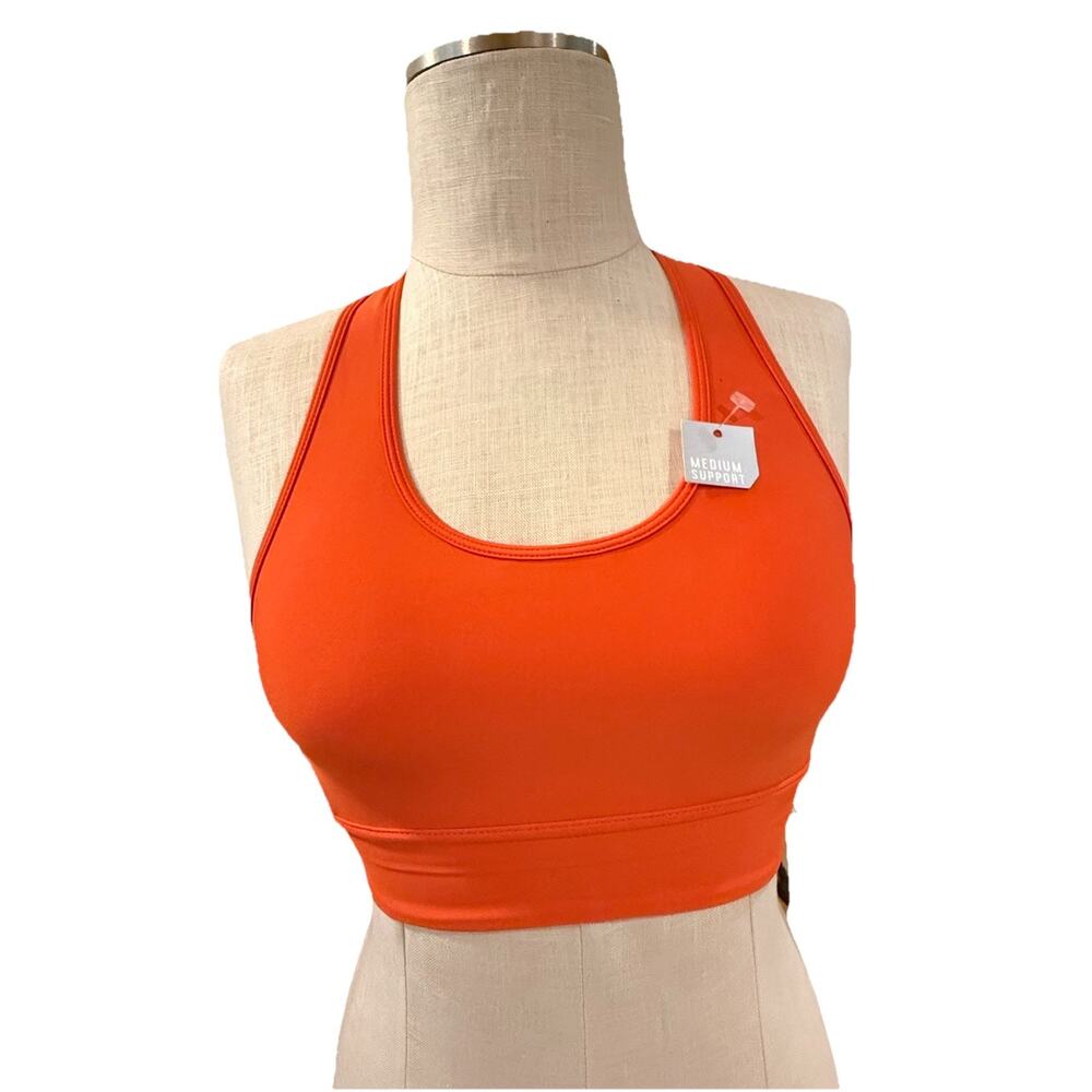 DSG Women’s Strappy Compression Sports Bra XS Ginger Orange Medium Support New - Picture 2 of 10